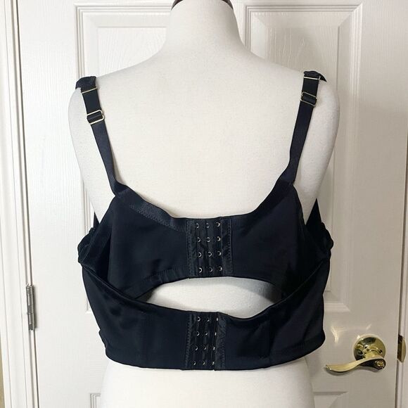 Ashley Stewart Butterfly Underwire Padded Bra Double Closure Size 42DDD Black - Picture 6 of 15